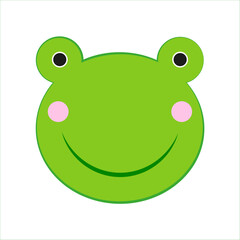 Green cartoon frog muzzle. Funny cartoon character. Smile face. Vector illustration.