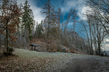 Landscape near Semnicka rock in cold winter morning