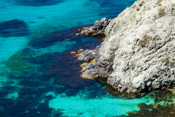 Azure sea on a high shore