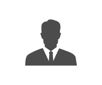Faceless businessman. User profile icon. Business Leader. Profile picture, portrait. User member, People icon in flat style. Circle button with avatar photo silhouette vector design and illustration.
