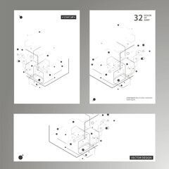 Vector brochure templates with hexagons and lines and dots on white background. Digital technology, science or medical concept. Design for flyer, book, brochure, report, presentation