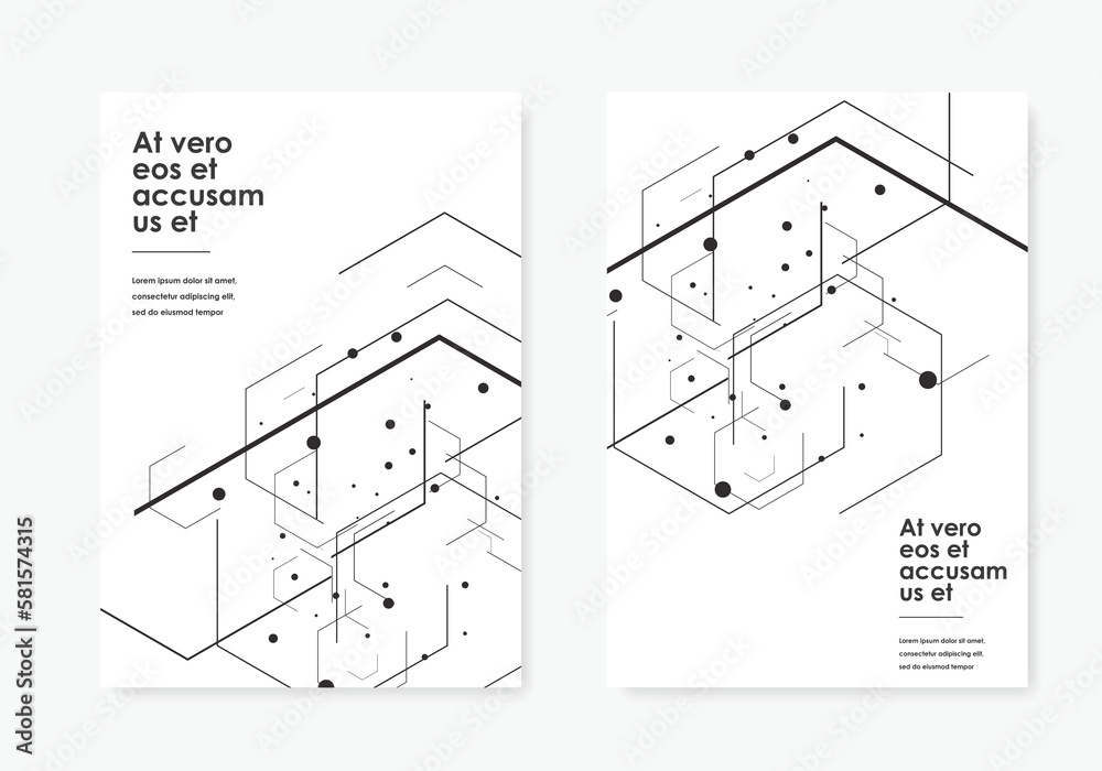 Poster Science network pattern. Connecting lines and dots on simple background. Vector cover templates for web, report or presentation