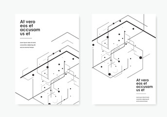 Science network pattern. Connecting lines and dots on simple background. Vector cover templates for web, report or presentation