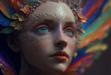 Rainbow Fairy. Generative AI, non-existent person.	