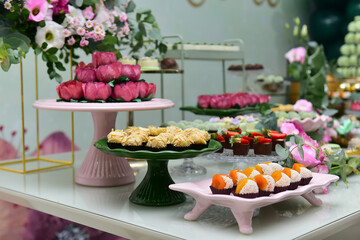 birthday candy table,vintage table with sweets, sweets table,  condensed milk candy balls, candy balls