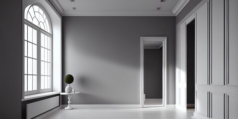 Empty Home Interior Wall MockUp, 3d Render. Generative AI