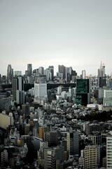 Panoramic view of Tokyo in a cloudy sky 　Shibuya residential area and Shinjuku skyscrapers