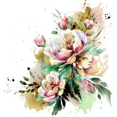 Cute Watercolor Natural Flower Illustration AI Generative.