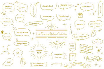 手描きのかわいい、吹き出しセット（ふきだし　フレーム　バナー　手書き　見出し）