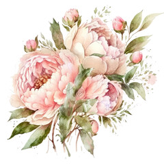 Cute Watercolor Natural Flower Illustration AI Generative.