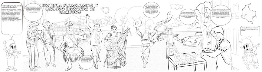 Festival Florclorico y reinado nacional del Bambuco, Dibujo