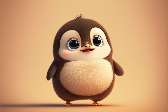 Cute baby penguin digital illustration