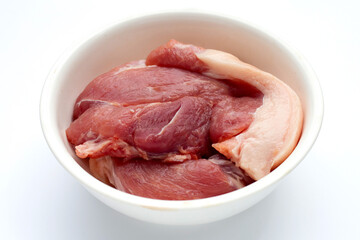 Pork meat on white background.