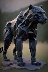Fototapeta na wymiar Low poly black panther. Generative AI.