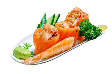 Traditional Japanese food sushi, sashimi