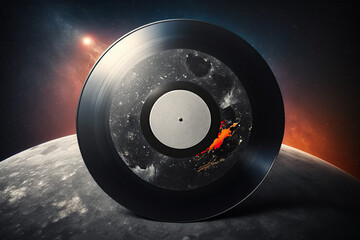 music vinyl record on space background Generative AI