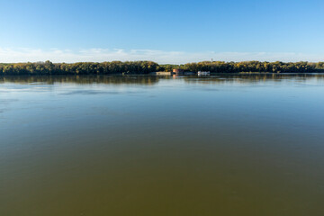 Building and street at the center of city of Ruse, Bulgaria