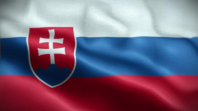 4K Textured Flag of Slovakia Animation Stock Video - Slovakian Flag Waving in Loop - Highly Detailed Slovakia Flag Stock Video