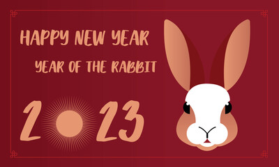 Chinese 2023 traditional ornaments, ornaments set, lettering happy new year 2023 of the rabbit