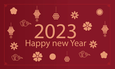 Set of Chinese New Year backgrounds, banners, cards, posters. Eastern zodiac symbol for 2023. Chinese New Year 2023 year of the rabbit