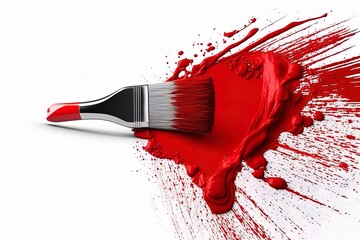 Hand drawn acrylic red paint brush stroke on isolated background.
