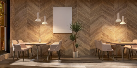 Cafe interior 3d render, 3d illustration  
