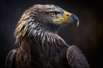 Naklejka premium Photorealistic ai artwork of a portrait of a bald eagle. Generative ai.
