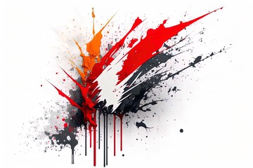 Hand drawn acrylic red paint brush stroke on isolated background.