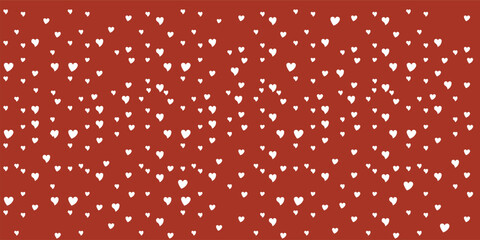 Seamless background pattern of unevenly spaced hearts of different sizes and shapes. illustration on red background loves. Vector illustration