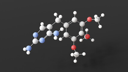 trimethoprim molecule, molecular structure, urinary anti-infectives, ball and stick 3d model, structural chemical formula with colored atoms