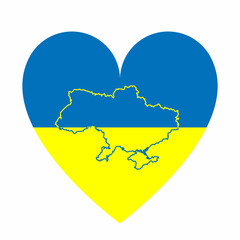 Ukrainian flag in the form of a heart? and inside is the territory of Ukraine in 1992