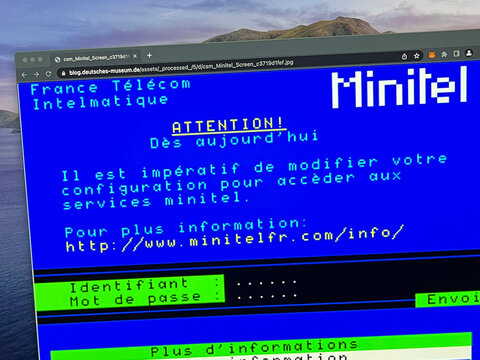 Paris, France - March 15, 2023: Screenshot of Minitel, a France predecessor of the Internet. The service was available from 1980 to 2012.