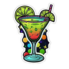 Margarita Cocktail cartoon style