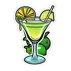 Margarita Cocktail cartoon style