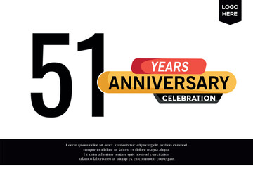 51st anniversary celebration logotype black yellow colored with text in gray color  isolated on white background vector template design 