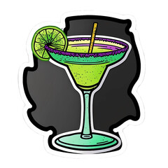 Margarita Cocktail cartoon style
