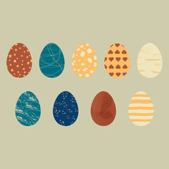 Collection of pretty easter eggs isolated.