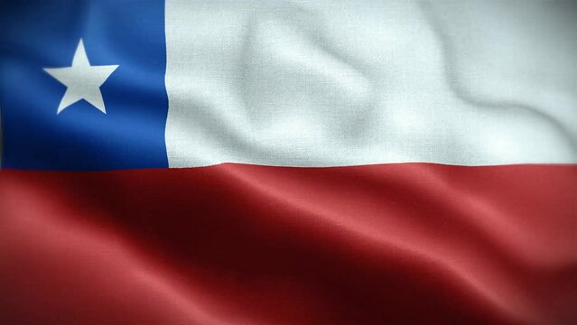 4K Textured Flag of Chile Animation Stock Video - Chilean Flag Waving in Loop - Highly Detailed Chile Flag Stock Video