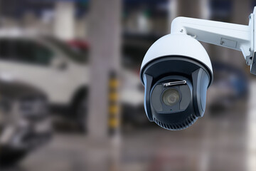 cctv camera installed on the parking lot to protection security.