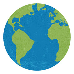 A grunge planet Earth in a cut paper style with textures
