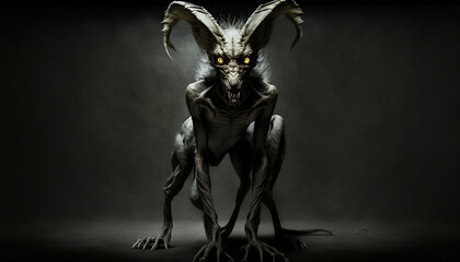 full body shot of a scary chupacabra facing camera