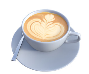 Hot coffee cappuccino in ceramic cup isolated on white background, clipping path included