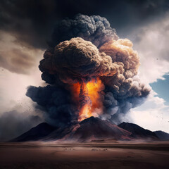 volcanic eruption accompanied by the release of lava and ash. catastrophe .generative AI