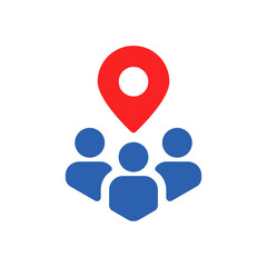 refugee assistance center icon with red geotag