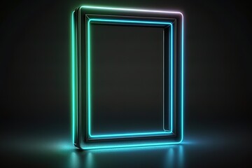 Glowing neon frame on carbon fiber, Generative AI