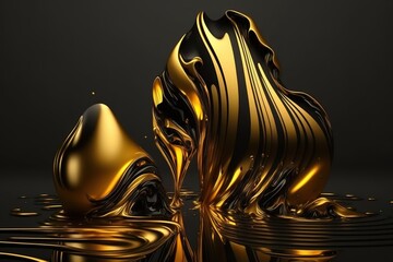 Luxury Black gold splash abstract golden fluid motion Generative AI
