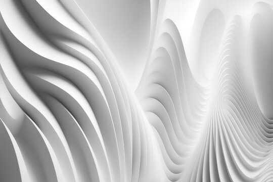 White background with 3D wave effect. Post-processed generative AI © ahsart