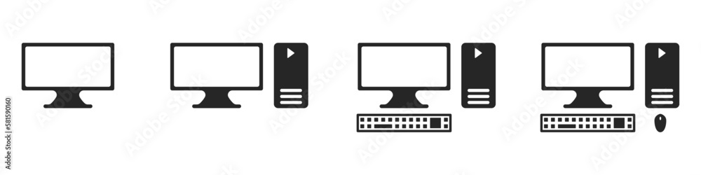 Fototapete computers vector icon set. different computer configurations vector. set of computer keyboard mouse 