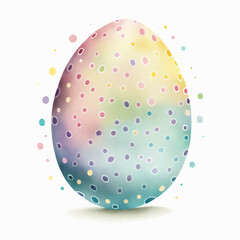 Easter egg in bright pastel colors on isolated on white background. Digital watercolor painting  over generative ai.