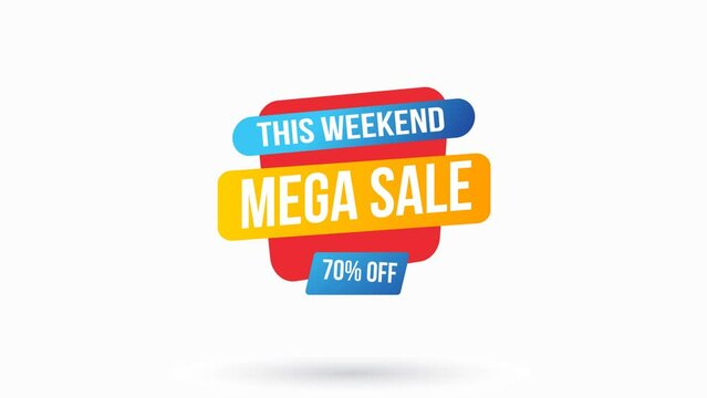 Mega sale animation. Up to 70% off. Animated is suitable for a promo events, advertisements, stickers, banners, and celebrations